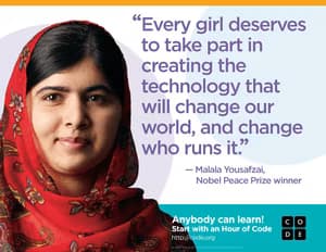 Malala with a quote
